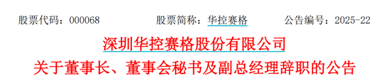 华(🌖)控赛格董事长、董秘、副总经理三高管同日辞职